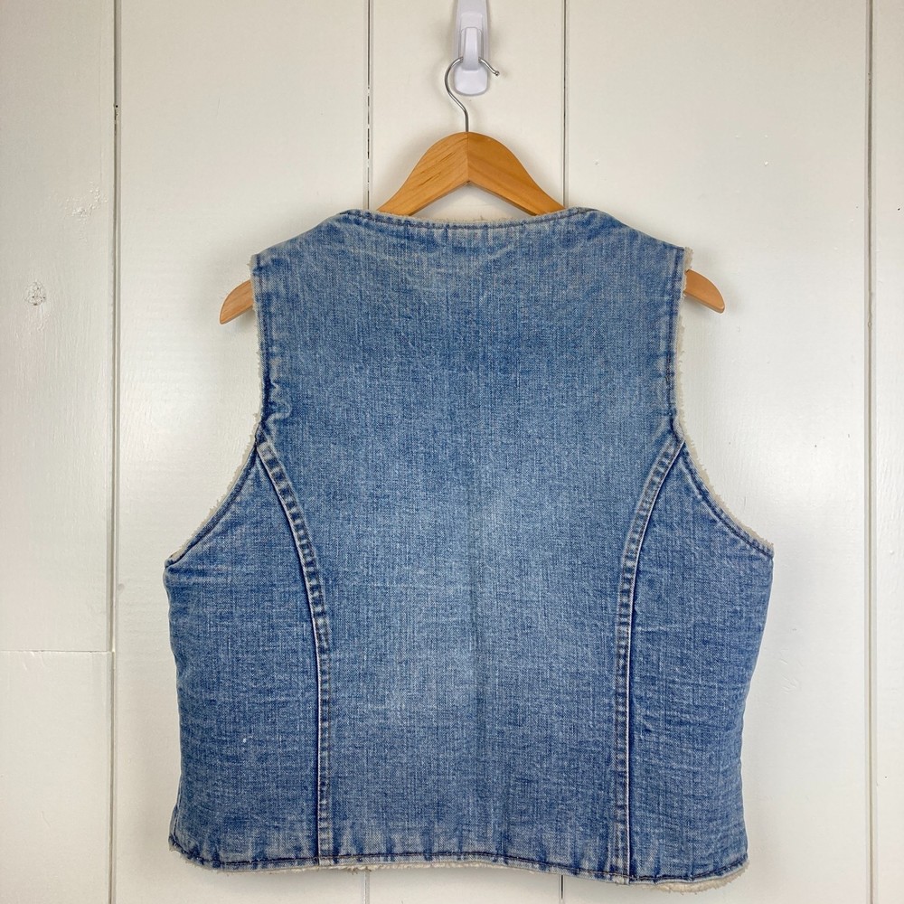 Vintage Blue Denim Sherpa Lined Vest - Picture 2 of 11